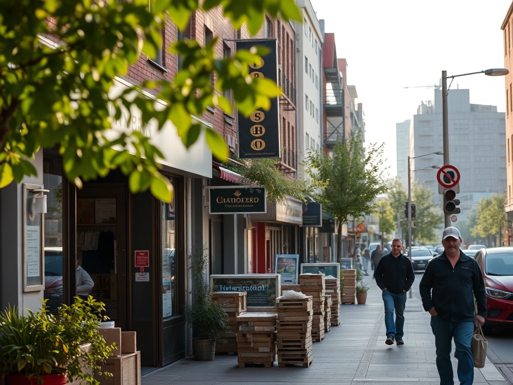 Budynek szkoły lub urzędu w Katowicach z zainstalowanymi panelami fotowoltaicznymi na dachu, symbolizujący inwestycje w zieloną energię.