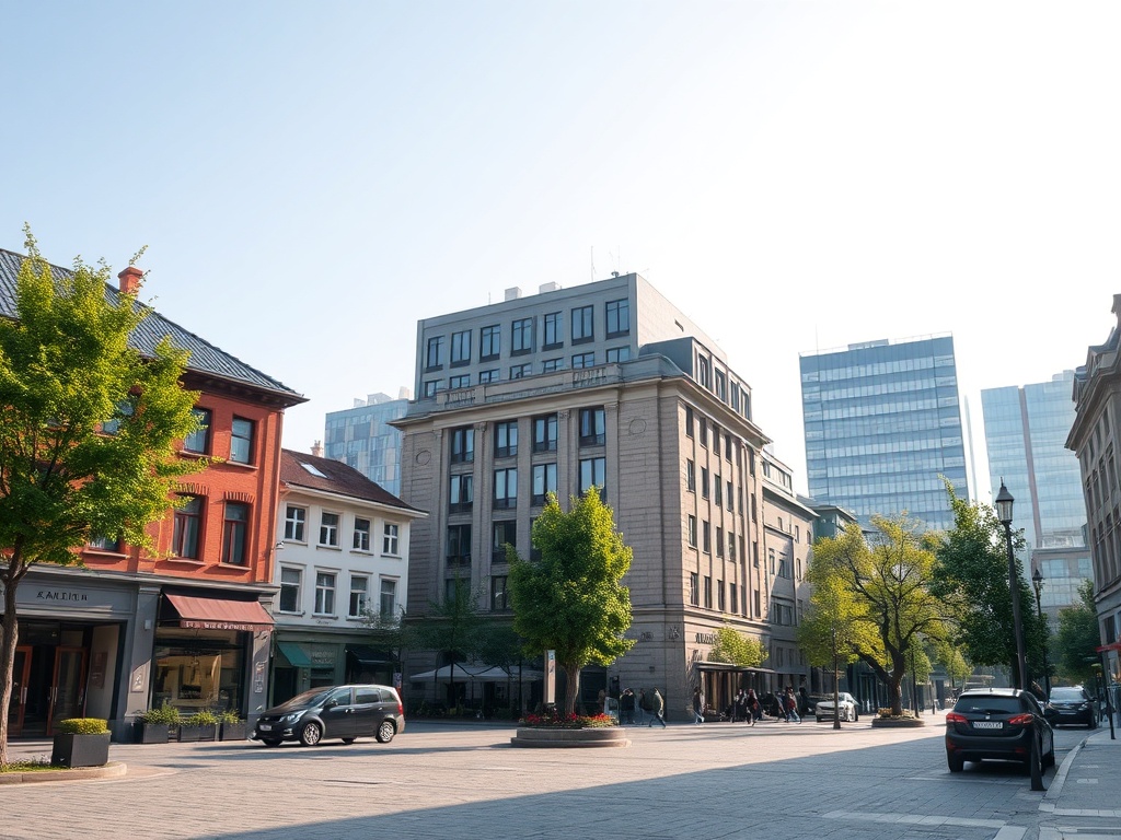 Grafika symbolizująca Katowice 2026: nowoczesne place zabaw i scena muzyczna z napisem jazz