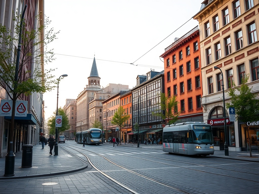 Mapa Katowic z zaznaczonymi utrudnieniami tramwajowymi i ikoną symbolizującą kurs maturalny